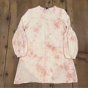 Pink Tie-Dye Long Sleeve Dress